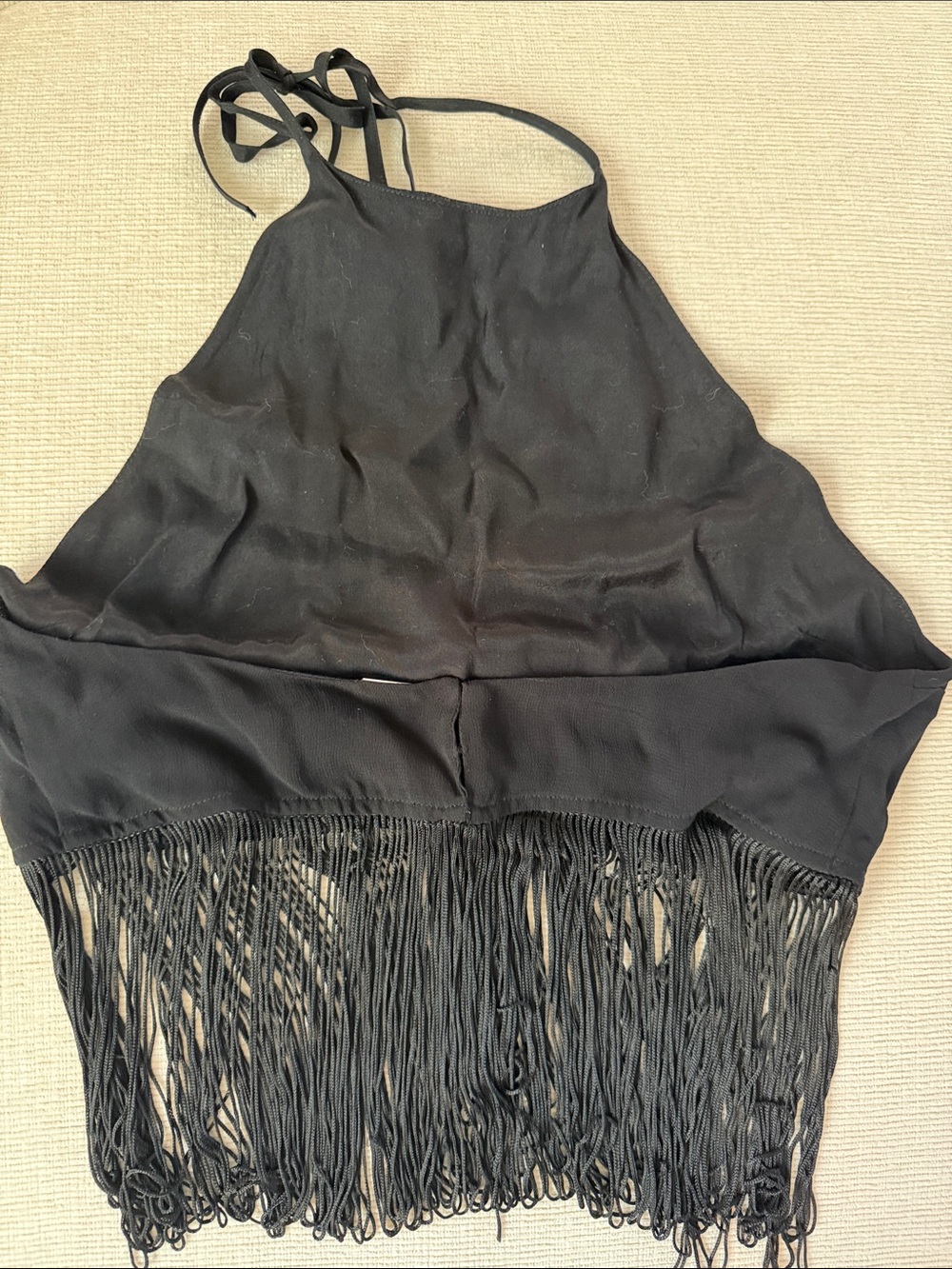 Chan Luu Fringed Halter Top Black Size Small - Picture 5 of 7